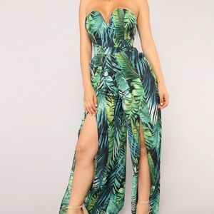 Floral green jumpsuit